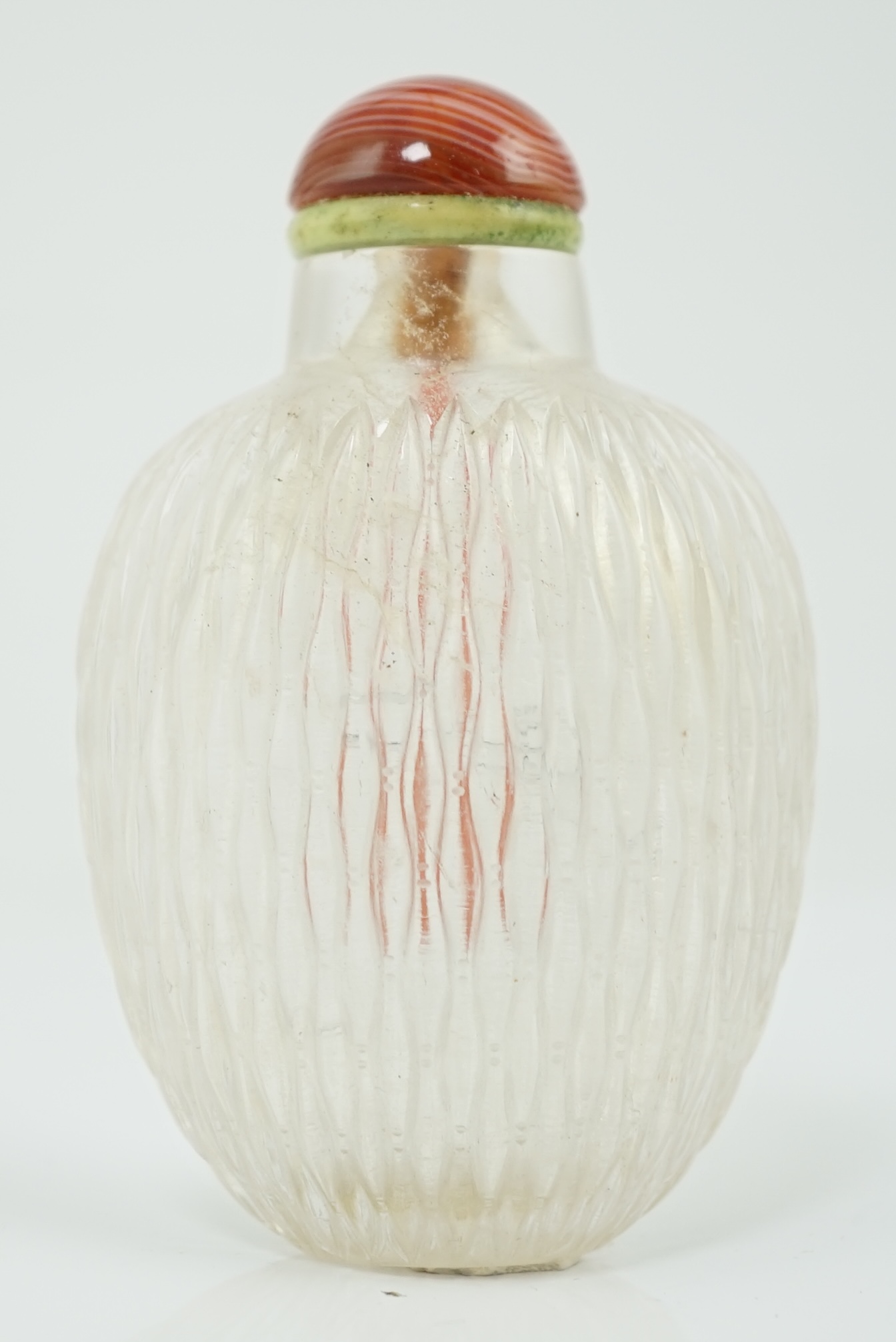 A Chinese rock crystal basketweave carved snuff bottle, 19th century